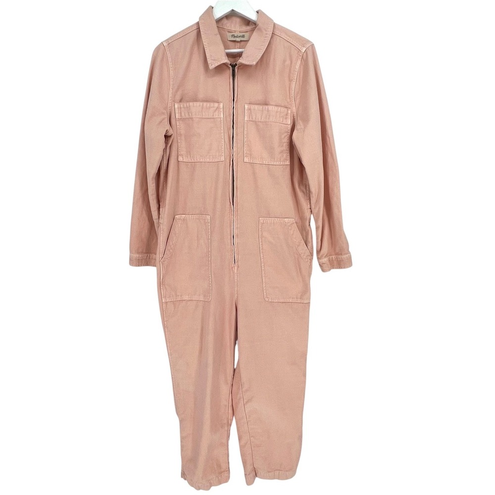 Madewell Jumpsuit Womens XL  Coral Cotton Twill Zip Front Utility Boiler Suit